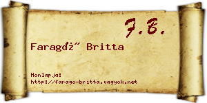 Faragó Britta névjegykártya